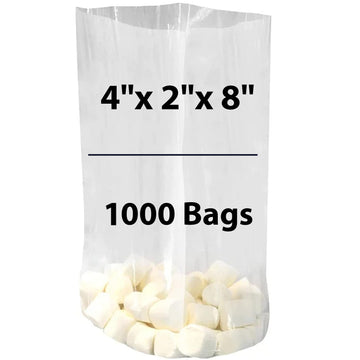 LDPE Clear Gusseted Poly Bags 2 mil 4" X 2" X 8" 1000 Bags